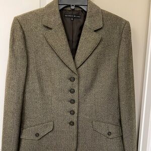 Ladies Antonio Melani Size 10 Green Herringbone Wool Coat